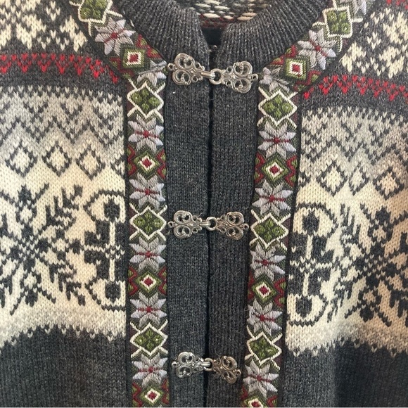 NORWOOL Sz S Setesdal 100% Wool Fair Isle  Style Ornate Design Buttons Cardigan - Picture 8 of 10
